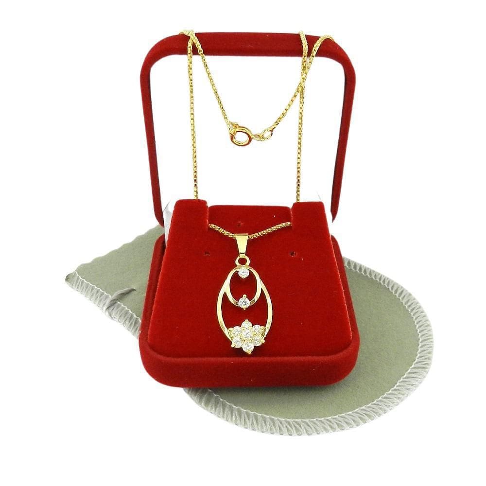 Corrente Feminina 40Cm 1Mm Strás Branco Folheado Ouro Cr569