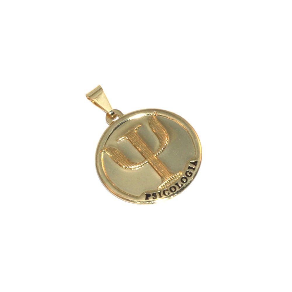 Broche Botton Medalha Profissão Psicologia Folheado 18k