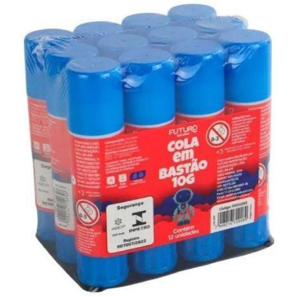 Cola Em Bastão Escolar 10Gramas Kit 12 Unidades