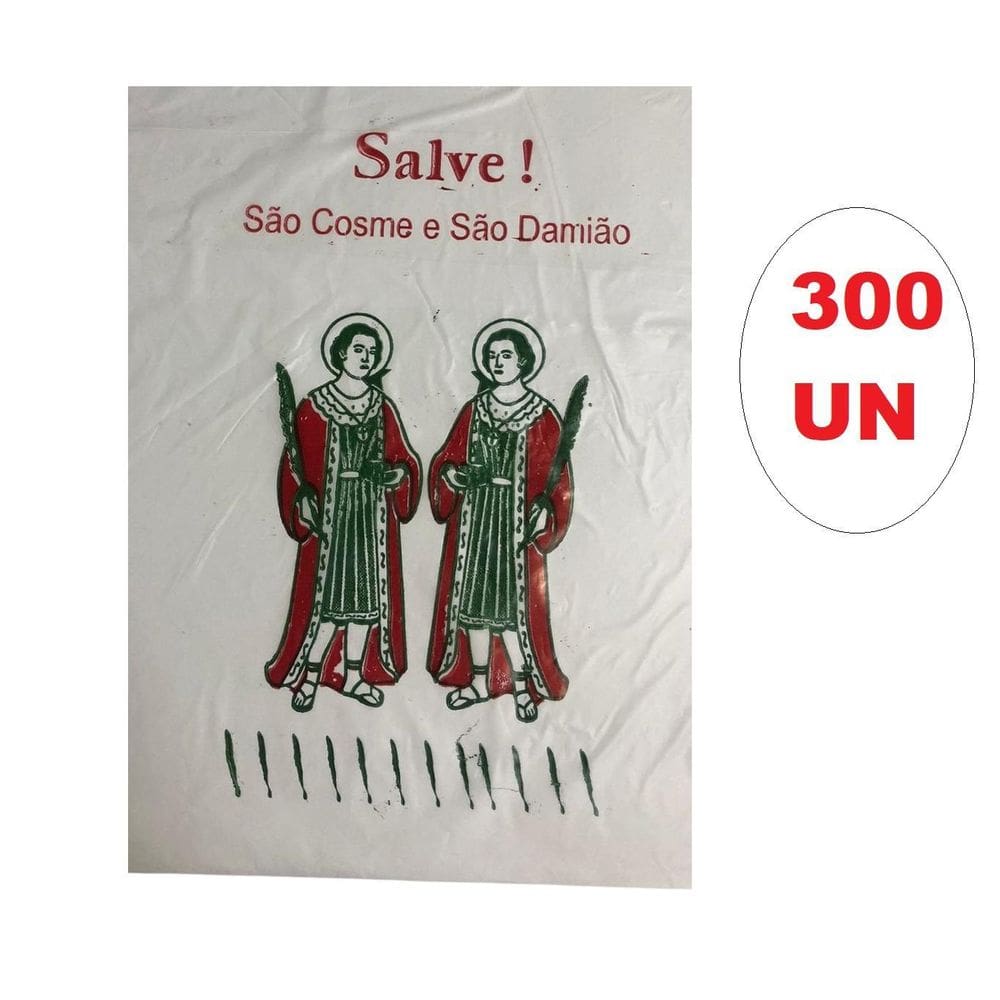 Kit 300 Saquinhos De Plástico Festa Cosme E Damião 18X28
