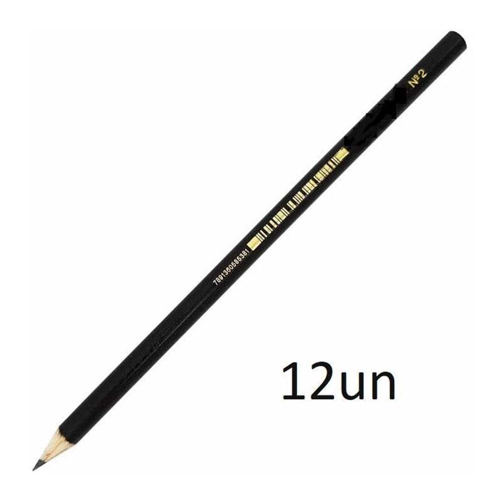 Kit 12Un Lápis Preto Grafite De Escrever Hb Sextavado Escola