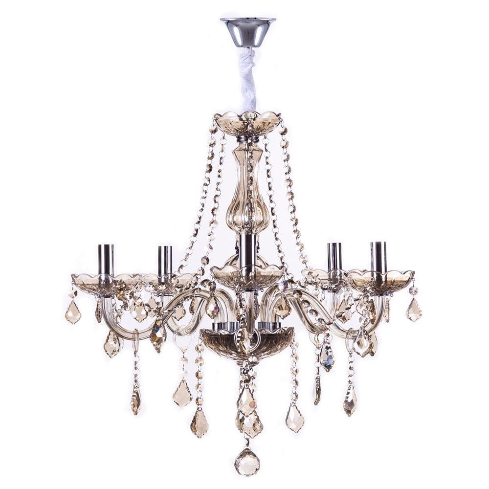 Lustre Champagne c/ Amêndoas e Castanhas - 5 Lâmpadas