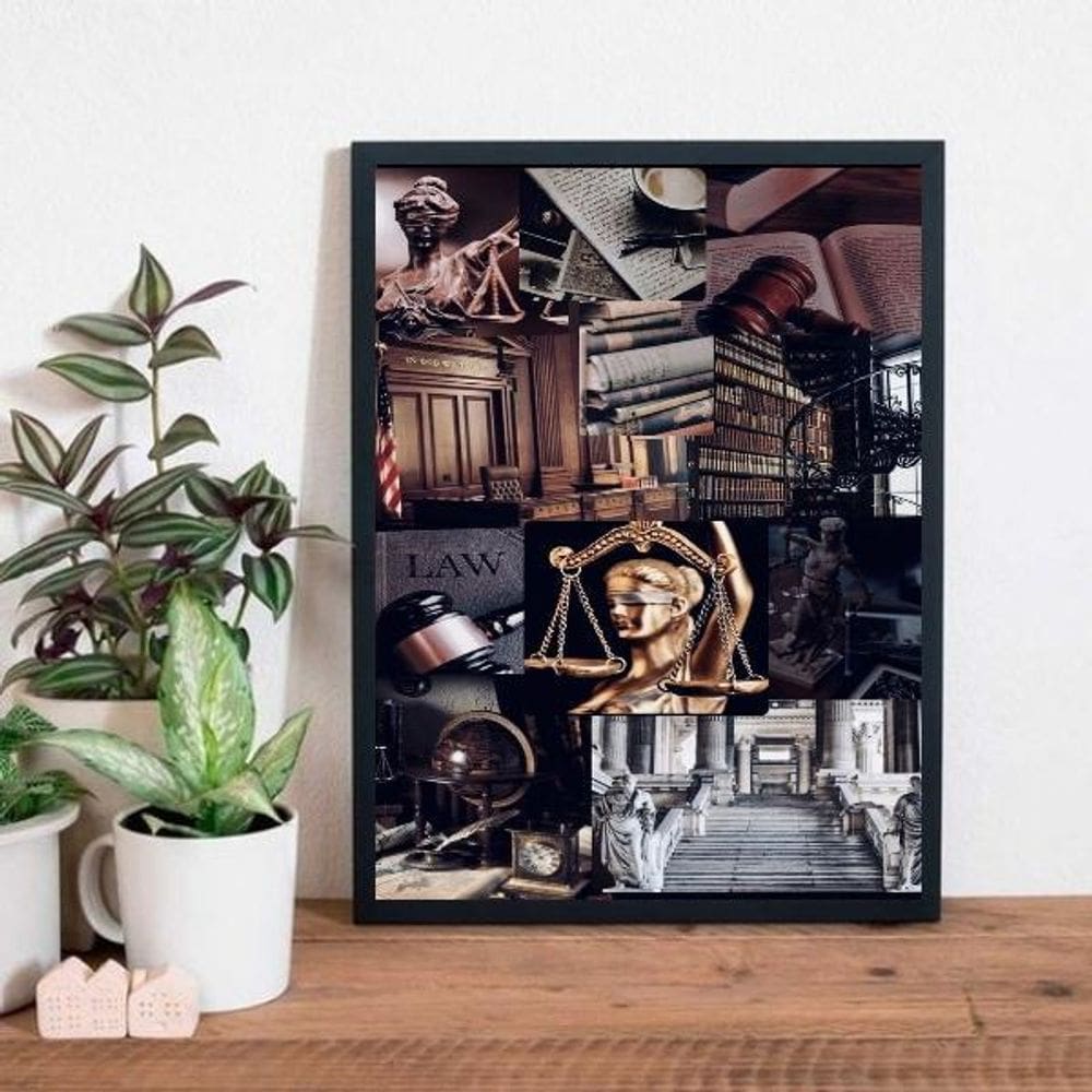 Quadro Decorativo Imagens Direito 45X34Cm Com Vidro - Preta