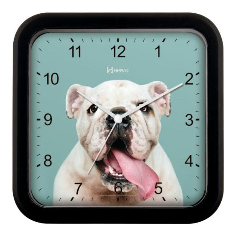 Relógio De Parede Quadrado Cachorro -23Cm - Herweg 66011434