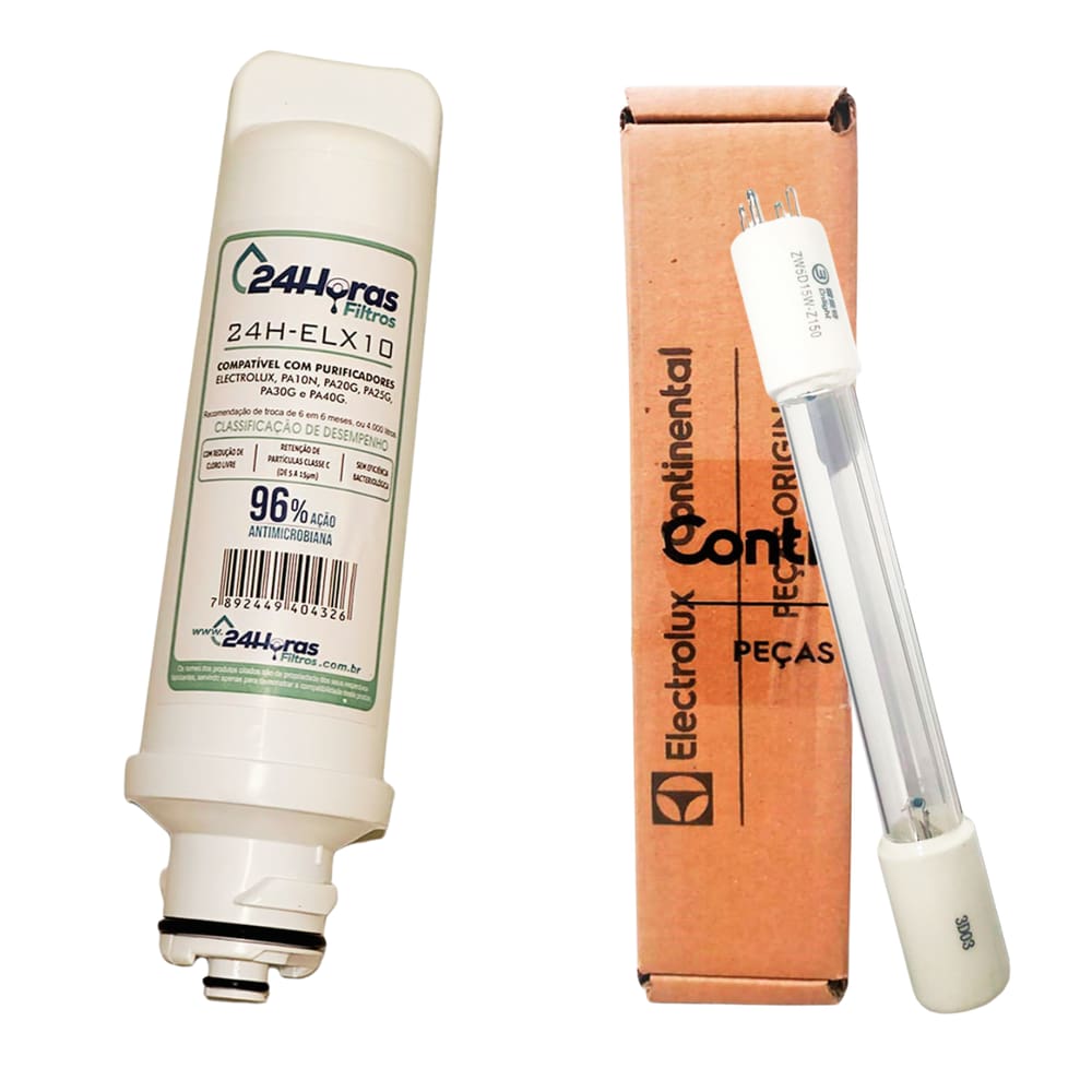 Kit Lampada Uv e Filtro Refil Compatível Purifcador de Água Electrolux PA30 PAPPCA10