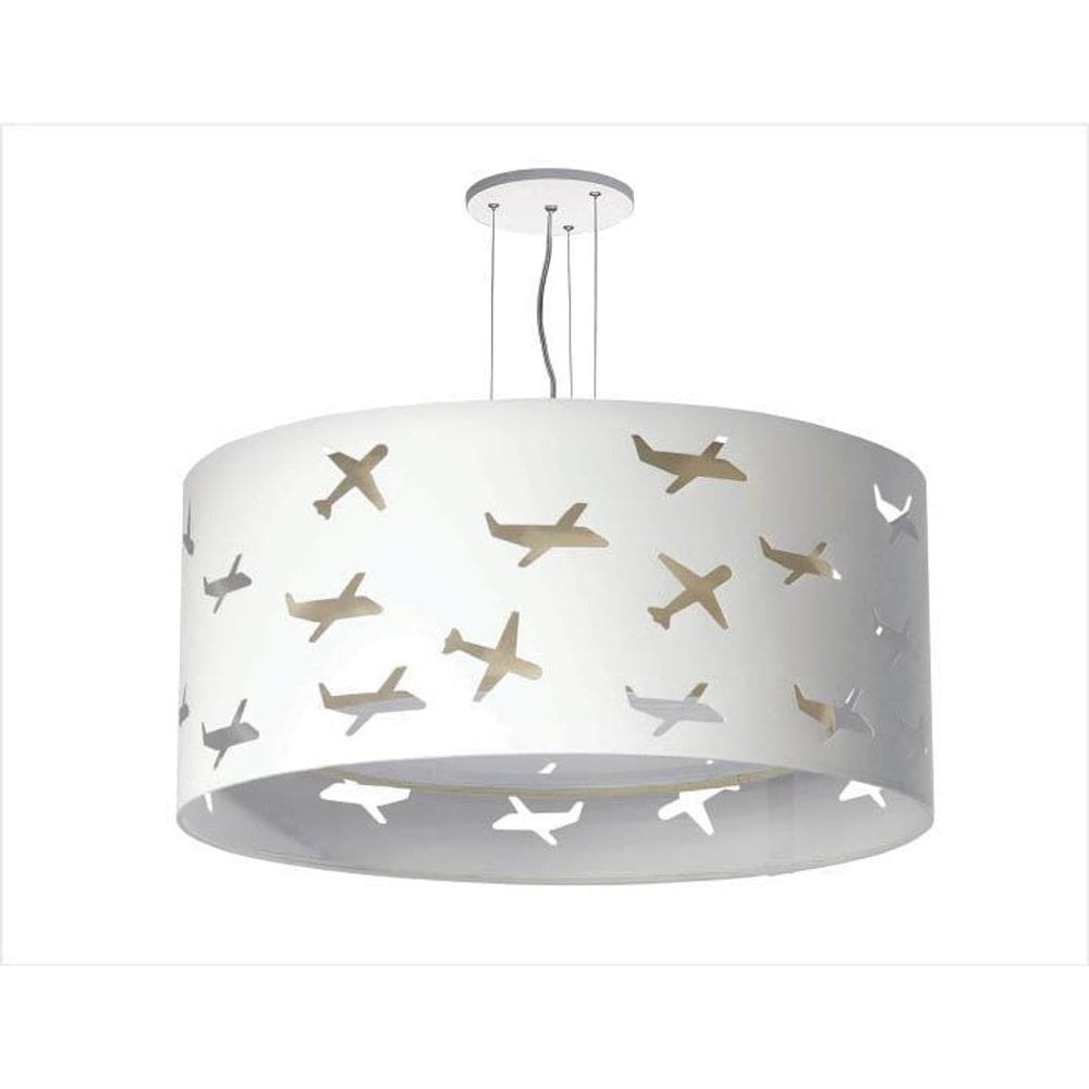Lustre Infantil Pendente Aviões Duplo - Cáqui 40X16