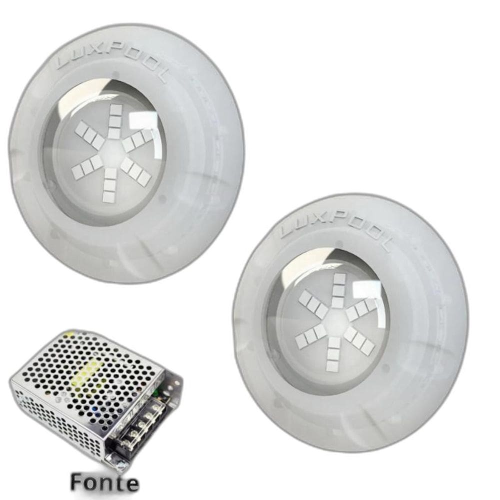 Kit Iluminação Azul Piscina 16M 2 Leds Com Fonte Luxpool
