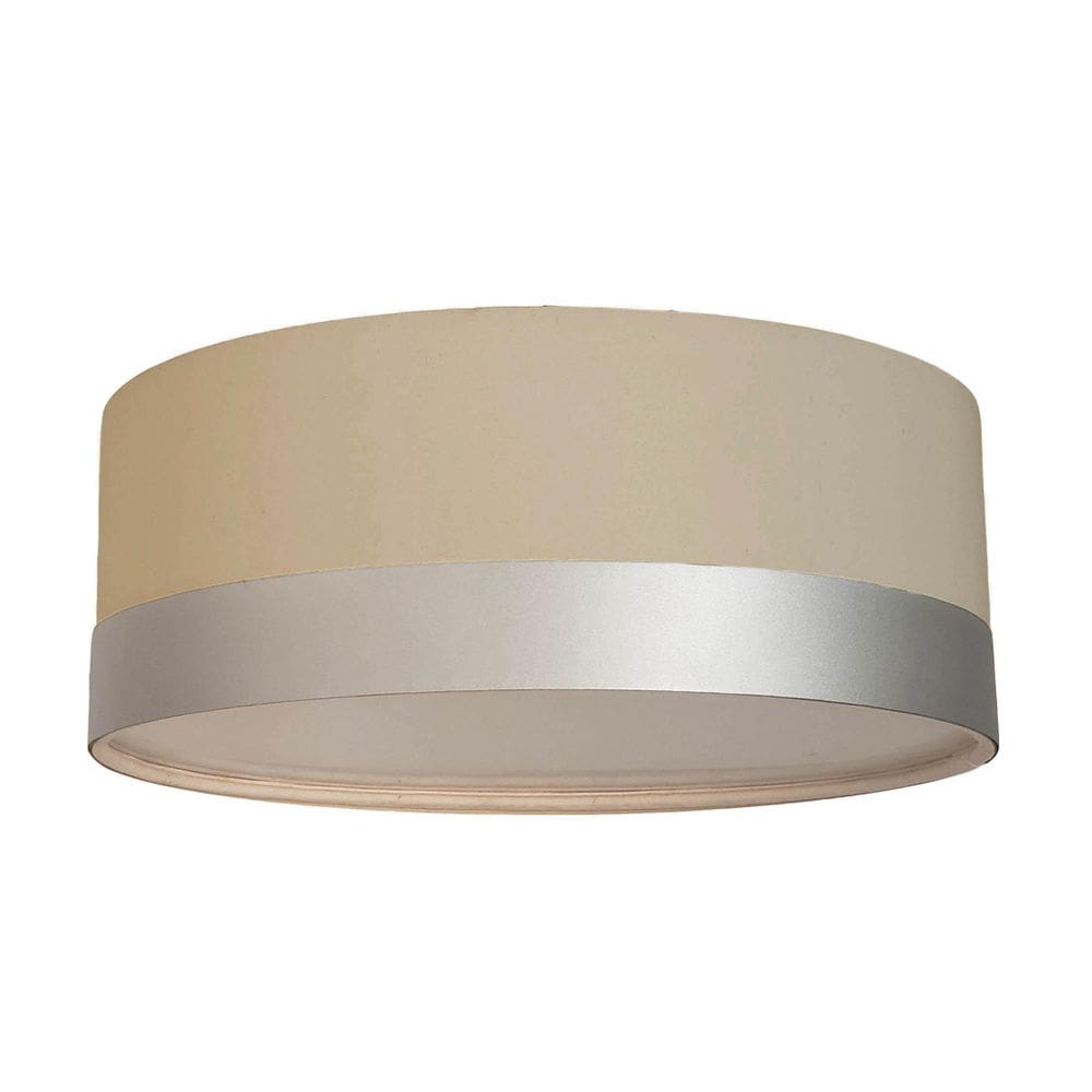Luminária Plafon Cúpula Cáqui Com Detalhe Prata 50X15 3E27