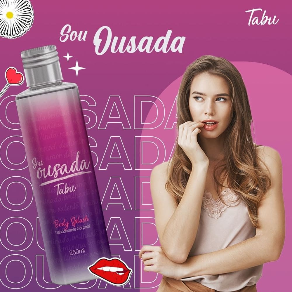 Kit Body Splash Deo Tabu 250ML Ousada e Desodorante Creme Lavanda Herbíssimo 55G