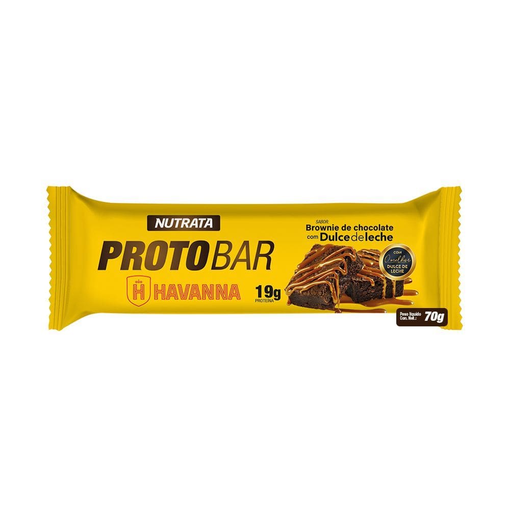 Barra de Proteína Nutrata Protobar Havanna 19g de Proteína Sabor Brownie de Chocolate com Dulce de Leche 70g