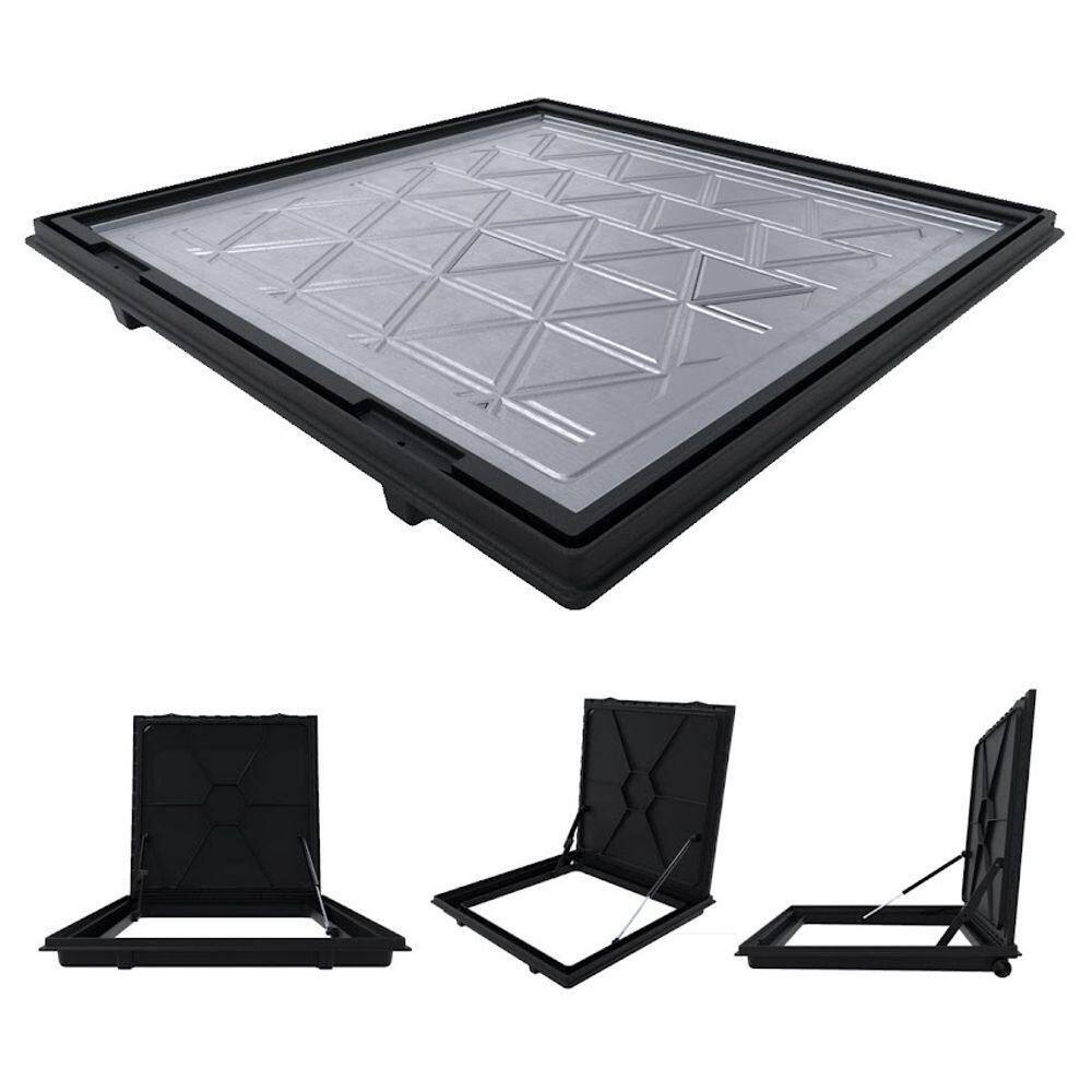Tampa Casa Máquina Alumínio Rebaixo Invisível Preta 90x90cm