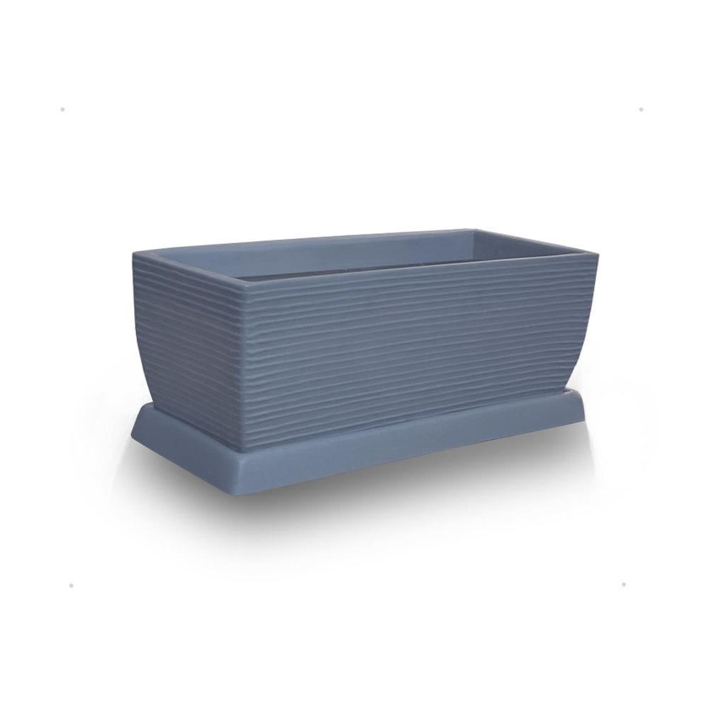 Vaso Jardineira + Prato Polietileno 60X25 Cinza Escuro