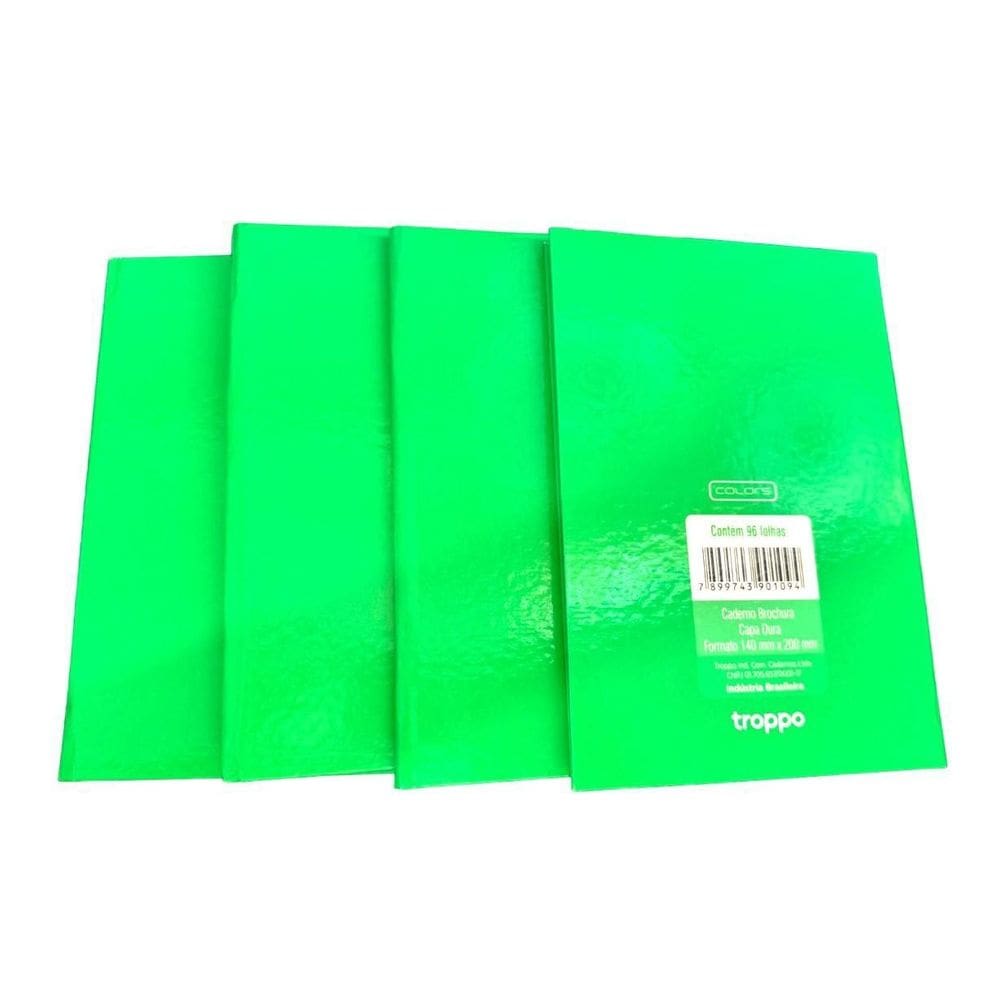 Caderno Brochura 1/4 Escolar 96 Folhas Capa Dura- Kit 10Un