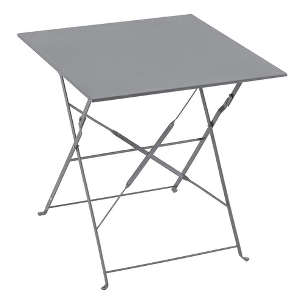 Mesa Dobravel Quadrada Jardim Varanda 70x70cm Em Aco Cinza