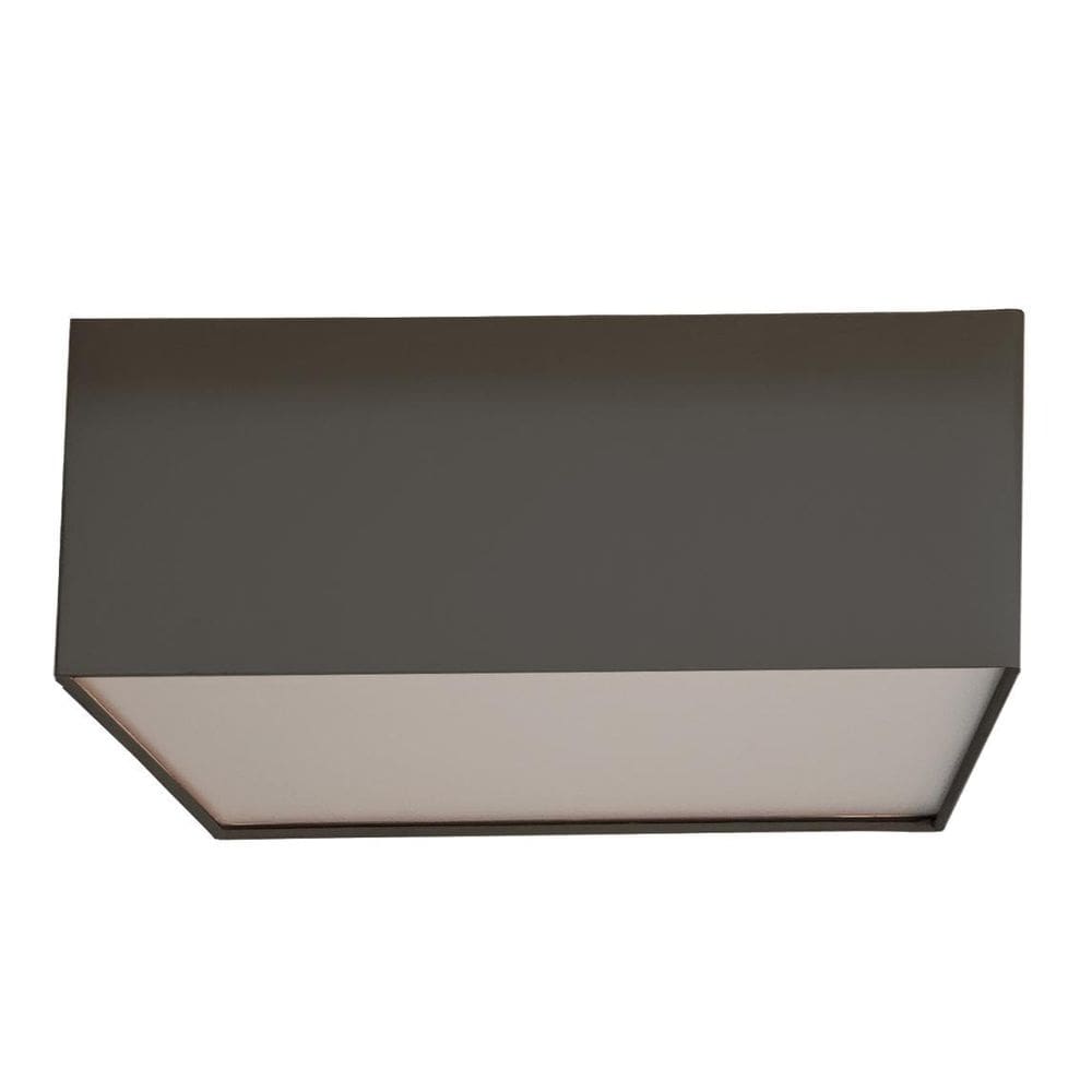 Luminária Plafon Quadrado Cúpula Em Tecido Preto 50X50X15