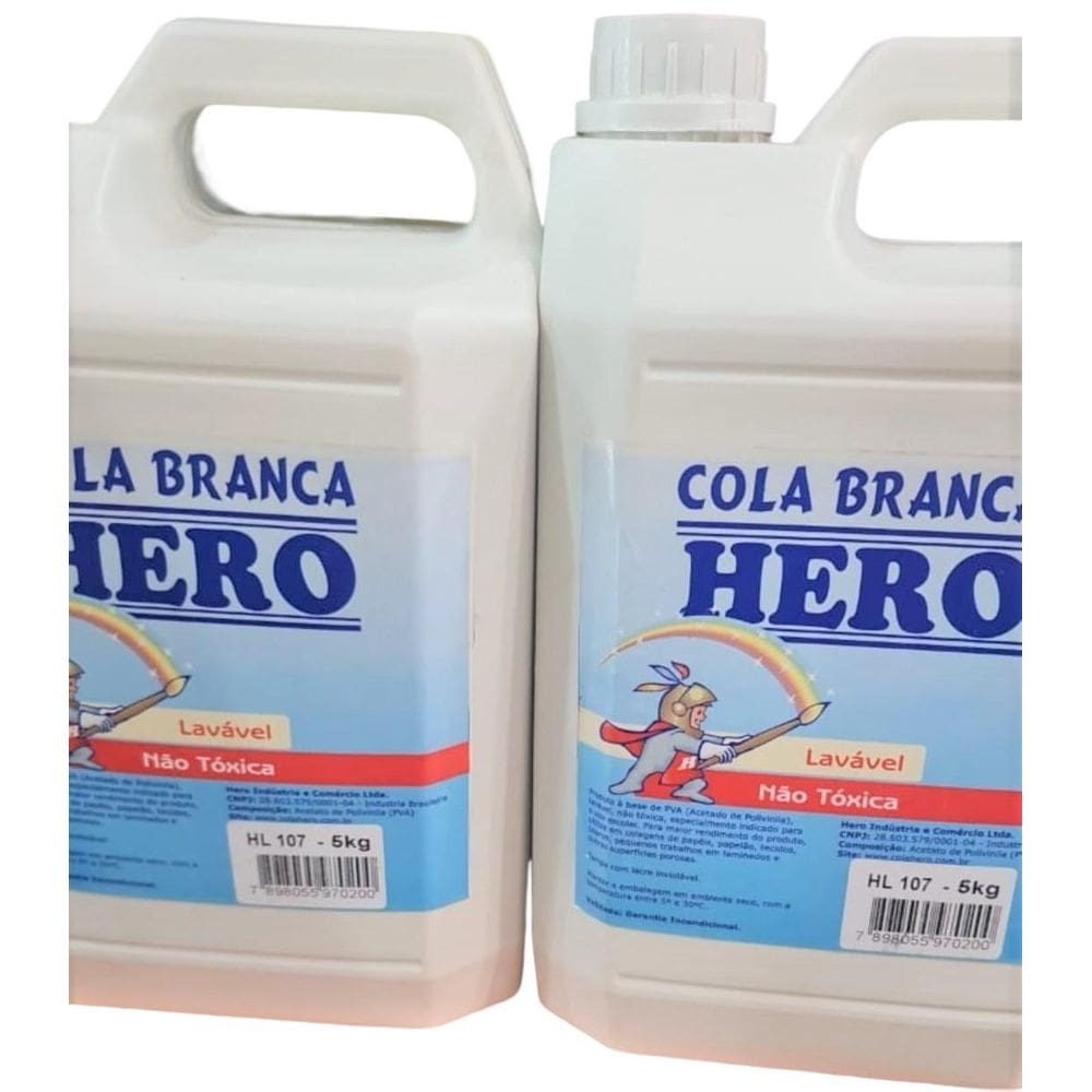 Cola Branca Galão De 5 Kilos Marca Hero Atoxica Escolar