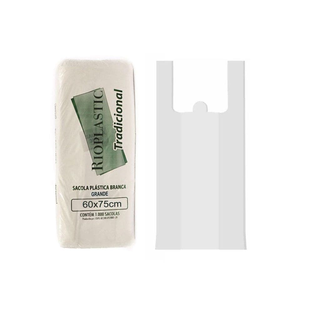 Sacola Plástica Grande Branca 60X75 Rioplastic C/1000 2Pct