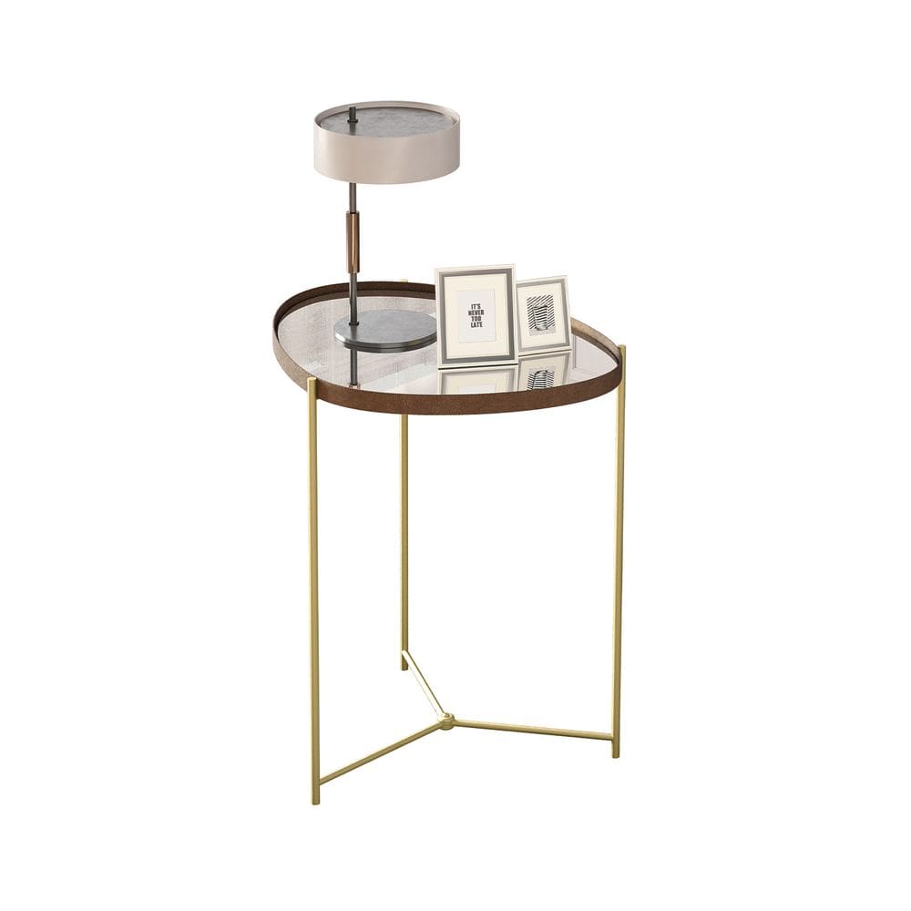 Mesa Lateral Organica Alamanda Castanho Pe Dourado - Moveis JB