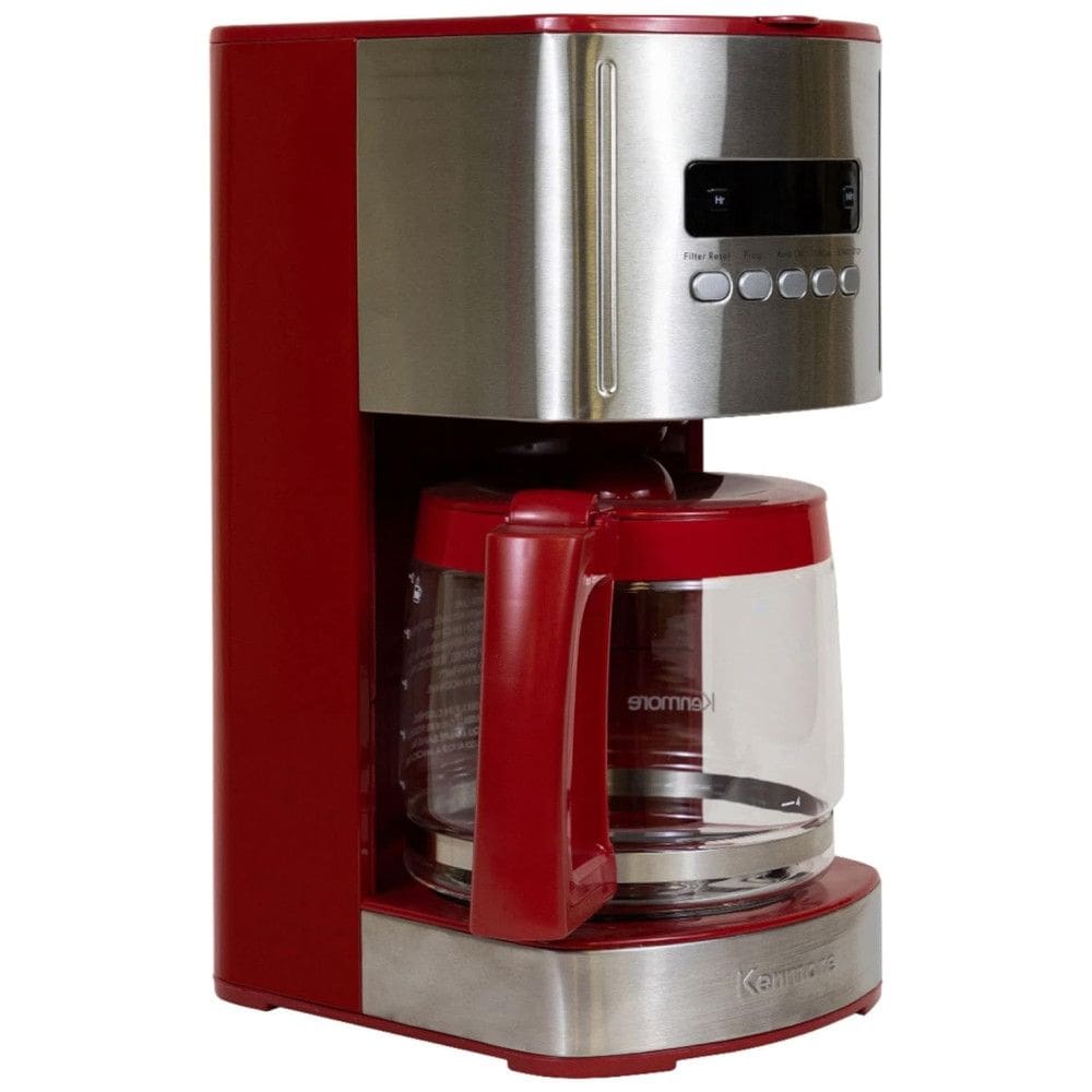 Máquina de Café Kenmore 12 xícaras com filtro reutilizável, timer programável, controle de aroma, jarra de vidro, filtro de carvão,