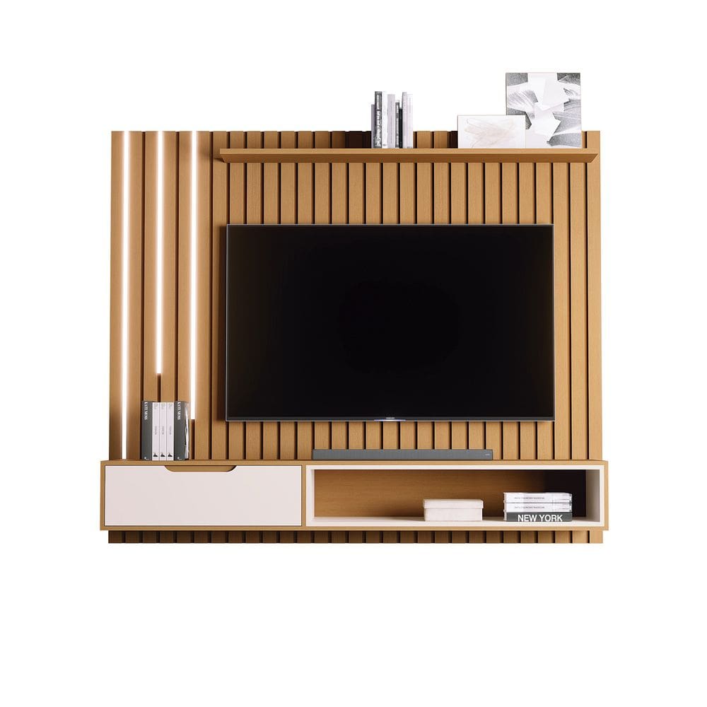 Home Estante Ripado JB Tucuma 1.8 Luxo Nature com Off White - Moveis JB