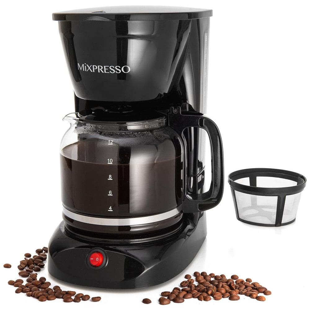 Máquina de Café Elétrica Mixpresso 12 xícaras, Com Desligamento Automático, Filtro Reutilizável, Jarra de Vidro Borossilicato, Janela de