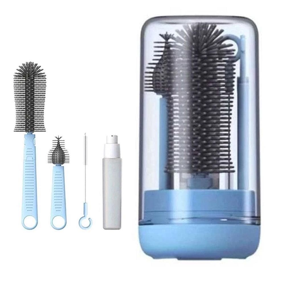 Kit Escovas de Limpeza 4 em 1 Mamadeira Copo Garrafa Bebe Criança Mala Bolsa Passeio Viagem Portatil Limpeza Higiene