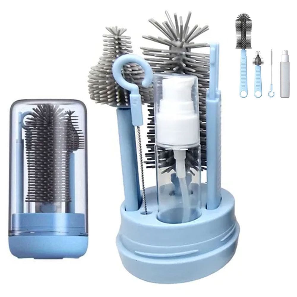 Kit Escova de Limpeza 4 em 1 Mamadeira Garrafa Copo Bebe Criança Limpeza Higiene Bolsa Mala Viagem Passeio