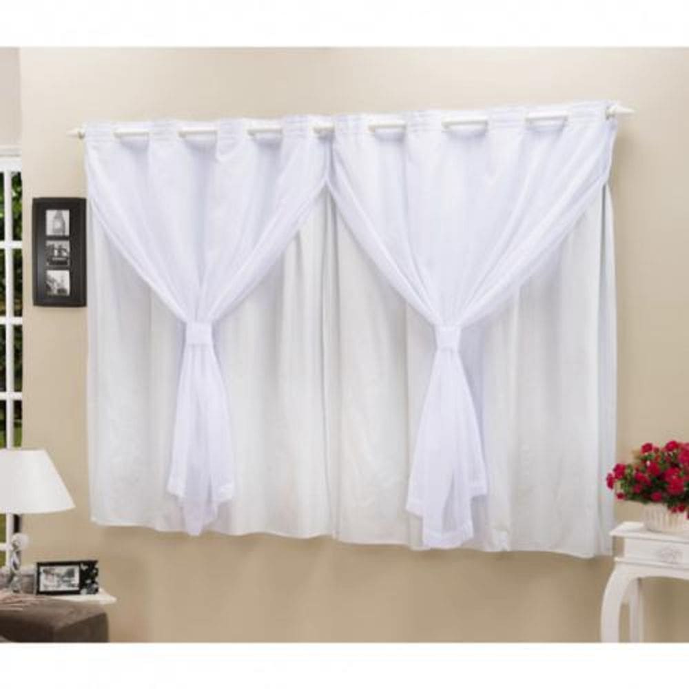Cortina Blackout Pvc Com Tecido Voil 2,00 M X 1,40 M Branco