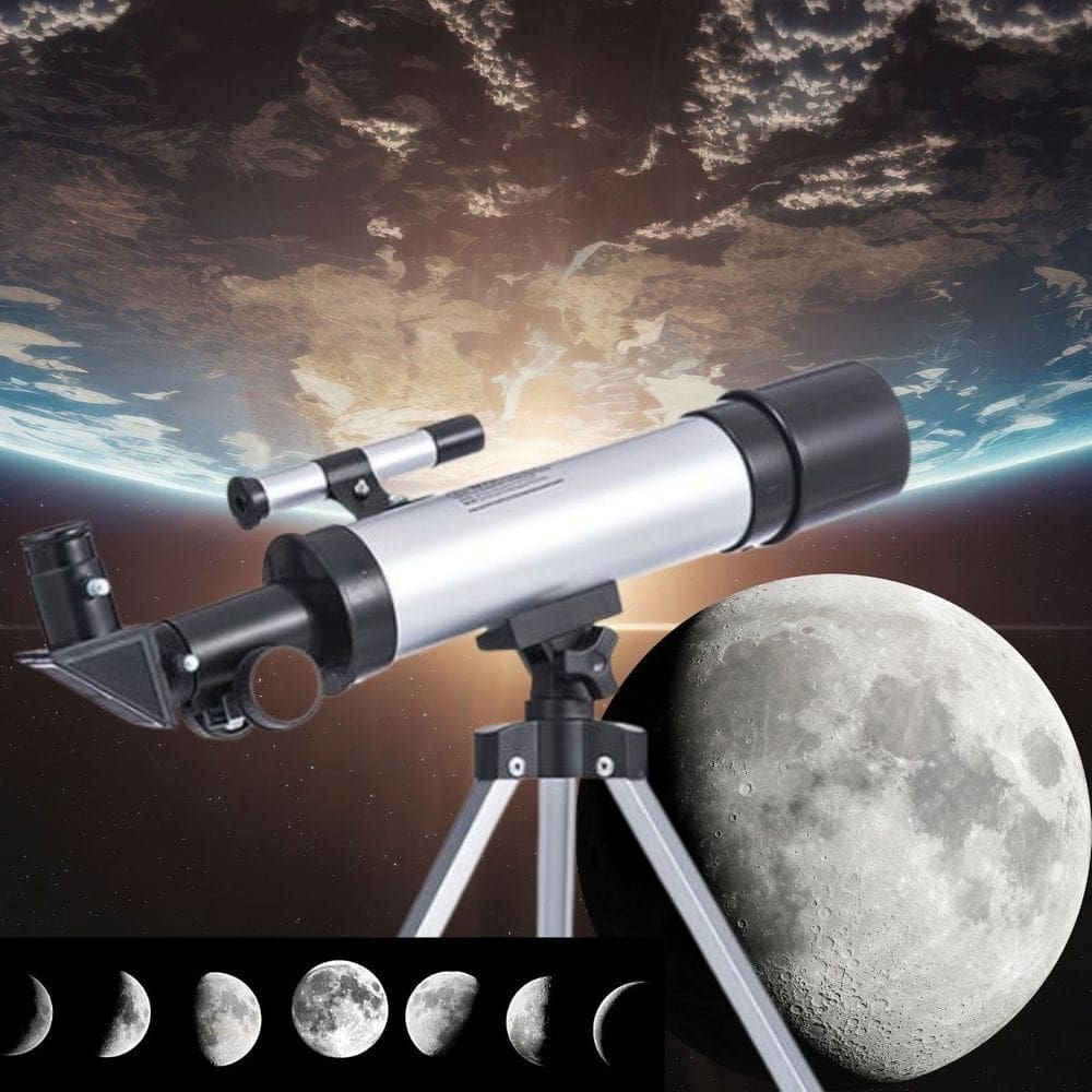 Telescópio Astronômico Infantil 2 Oculares, Tripé Ajustável e Alta Ampliação