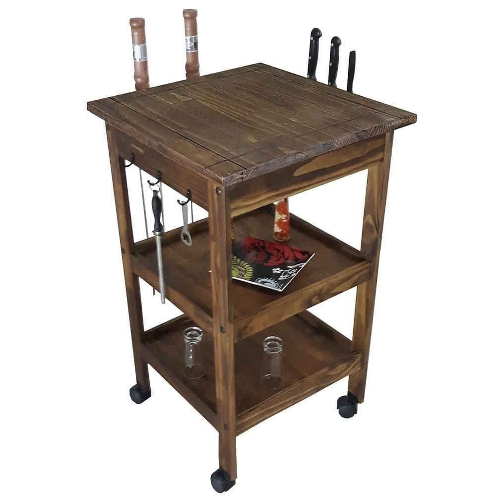 Carrinho De Churrasco Bistrô Madeira Maciça Imbuia
