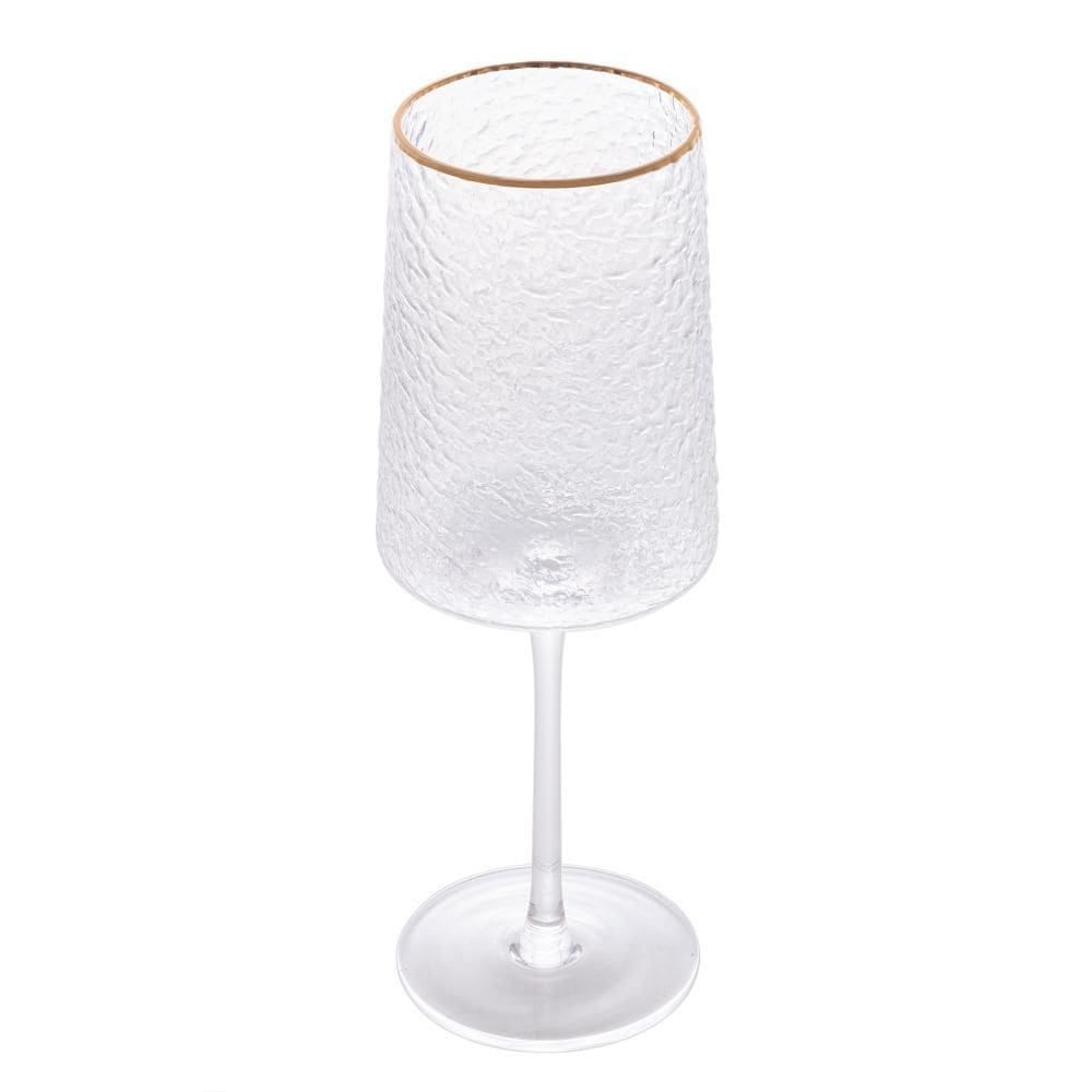 Taça De Vinho Lyor Petra De Cristal Com Fio De Ouro 500Ml