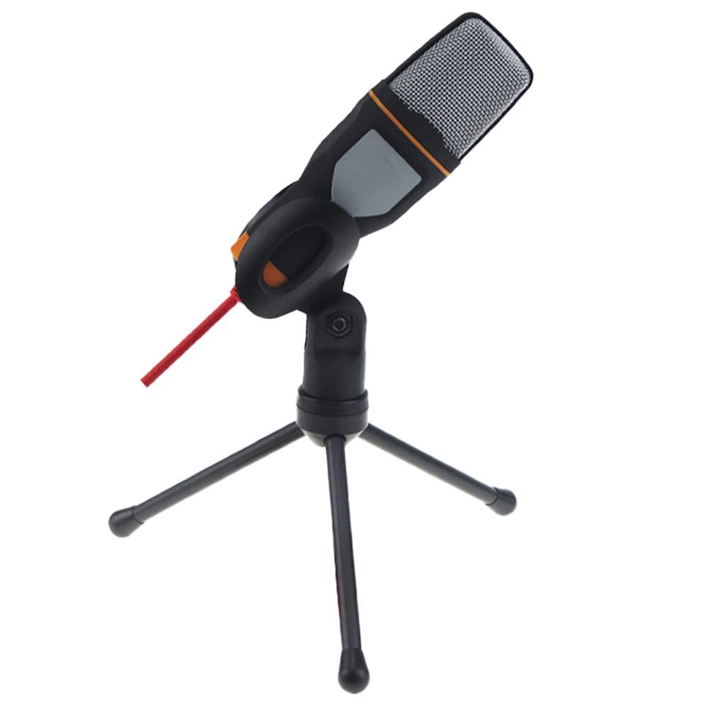 Microfone Condensador P2 Com Suporte De Mesa