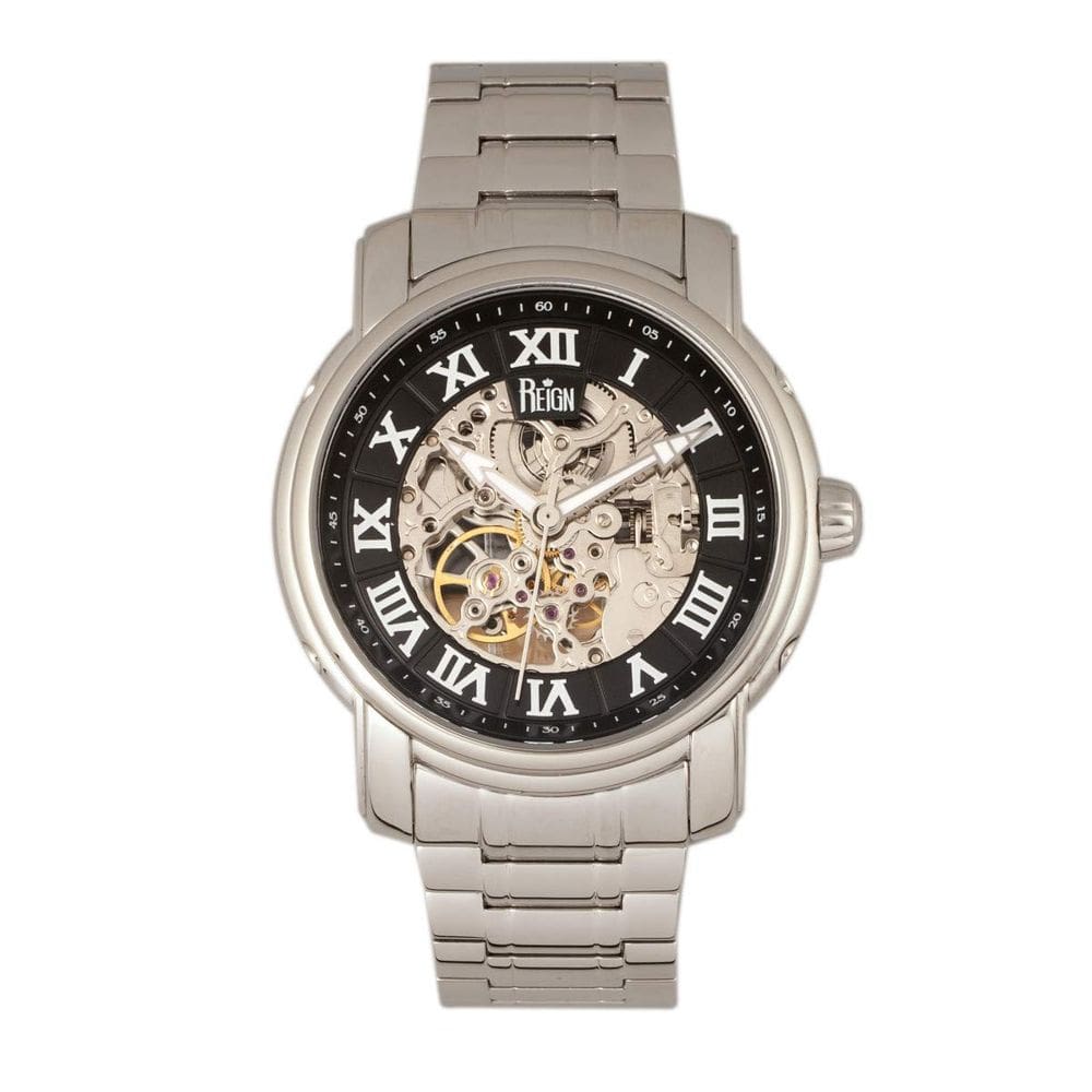 Relógio REIGN Kahn Automatic Skeleton Dial 45 mm preto