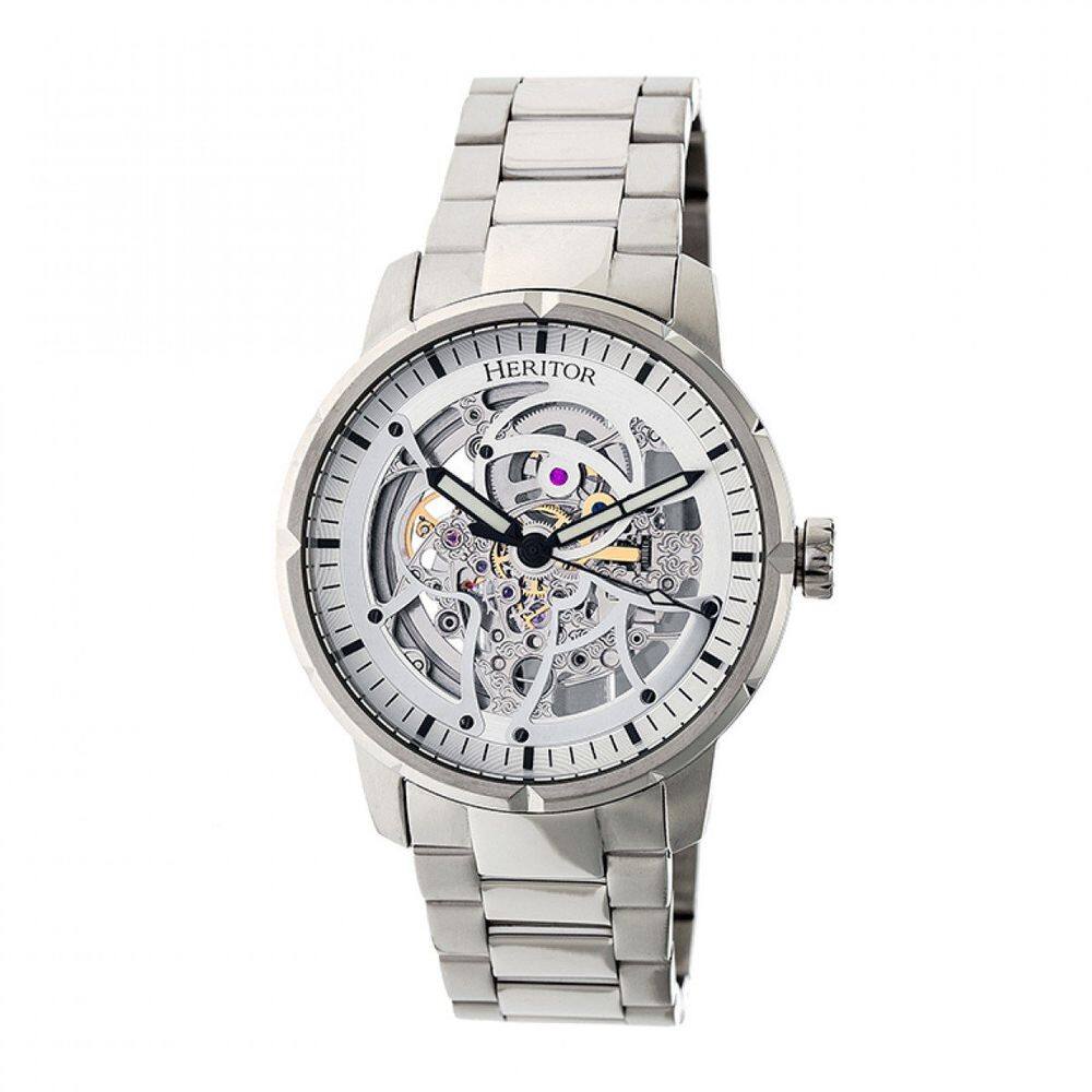 Relógio Heritor Ryder Skeleton Automatic para homens prateado