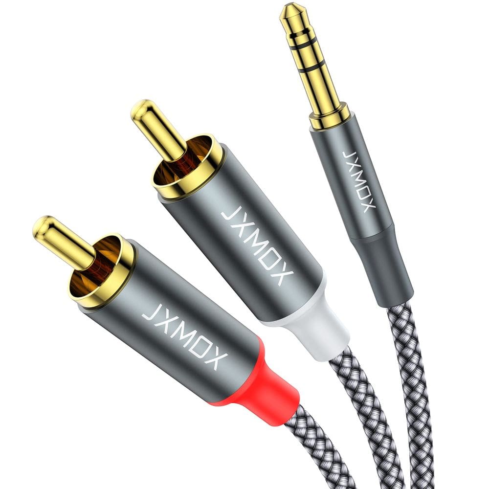 Cabo de áudio JXMOX 3,5 mm para RCA macho 2M trançado de nylon