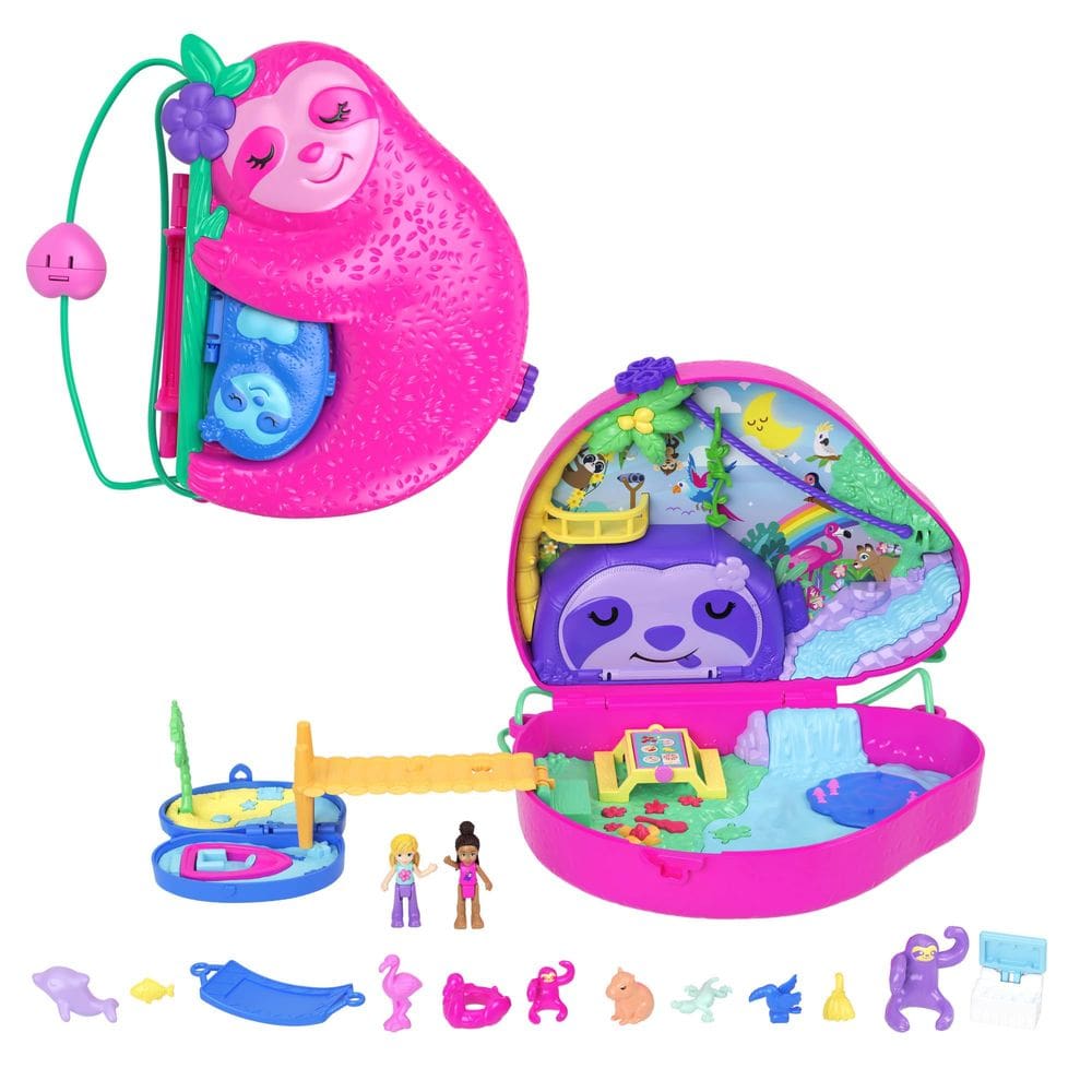 Bolsa Playset Polly Sloth Family 2 em 1 com 2 bonecas