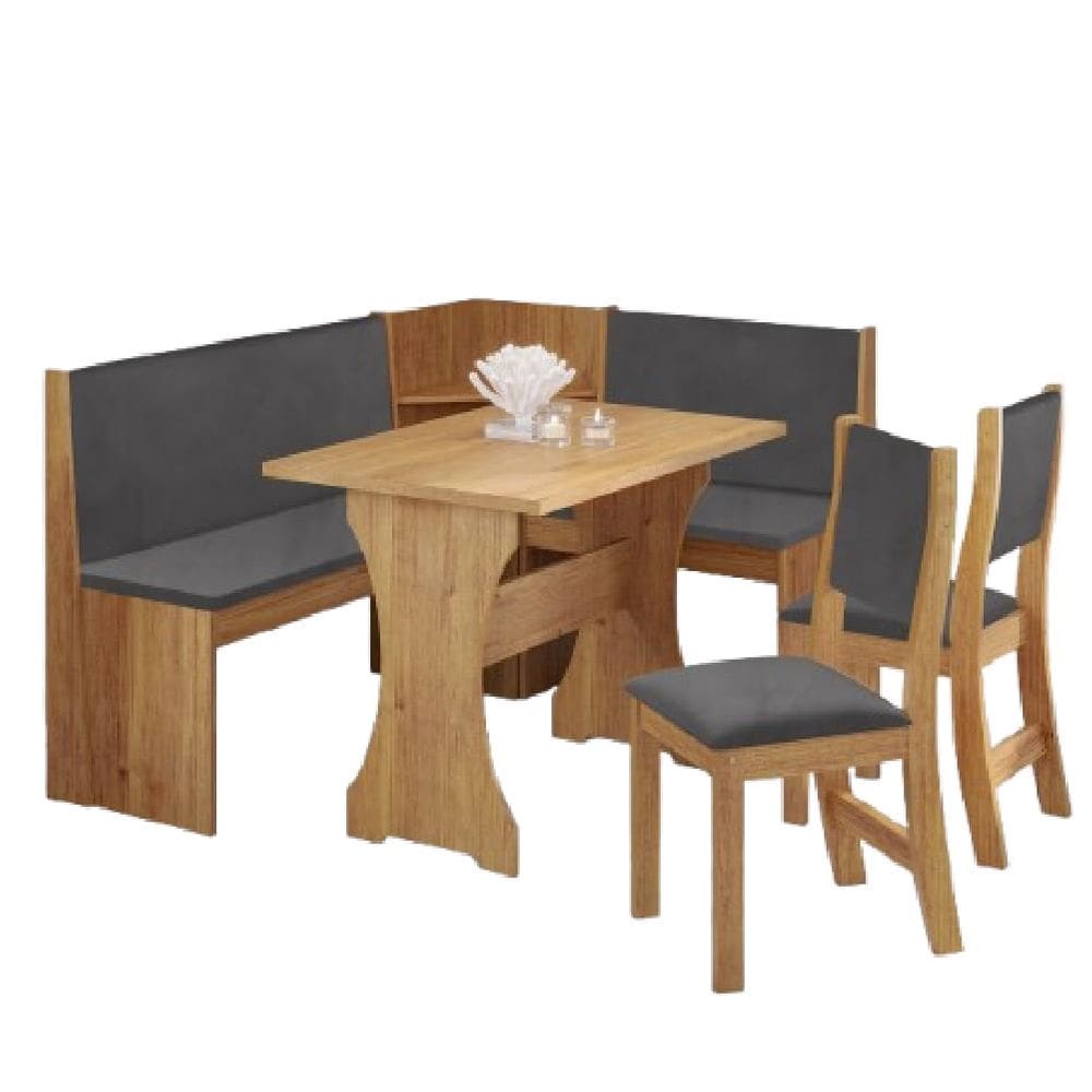 Conjunto Sala de Jantar Canto Alemão Arnis com 2 Cadeiras Sone Veludo Viero