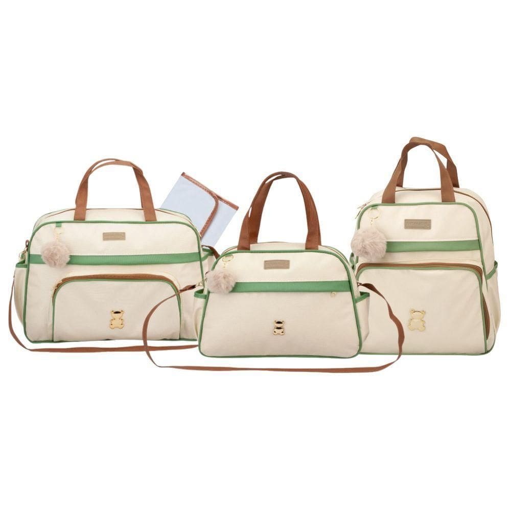Kit Bolsas Maternidade Espera Feliz Petit Bege E Verde