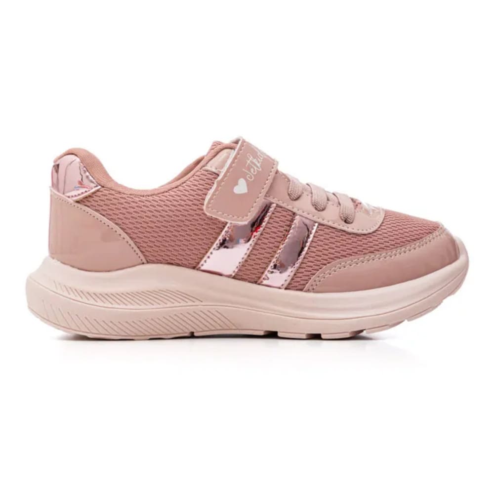 Tênis Jet Kids Casual fecho aderente Dia a dia Antiderrapante Infantil Rose