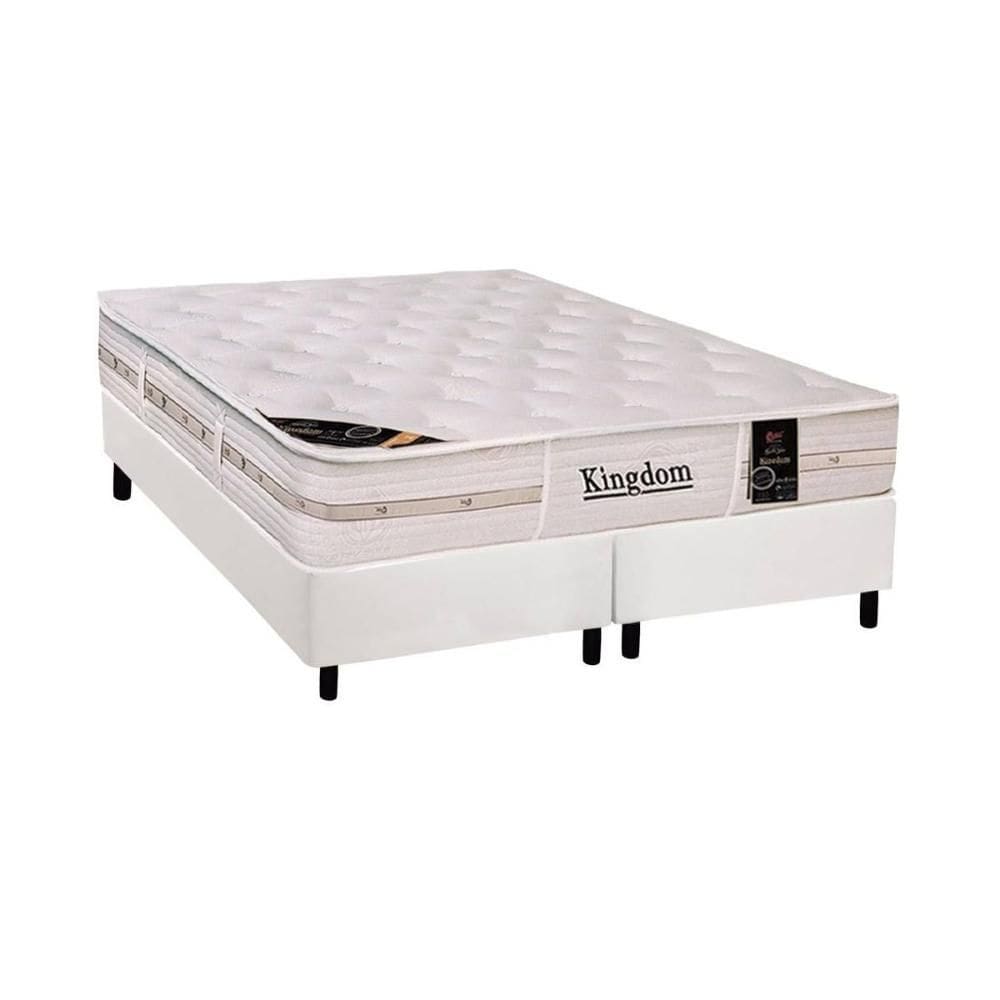 Cama Box : Colchão Molas Ensacadas Castor Kingdom Aloe Vera + Base CRC Courano White (193x203)