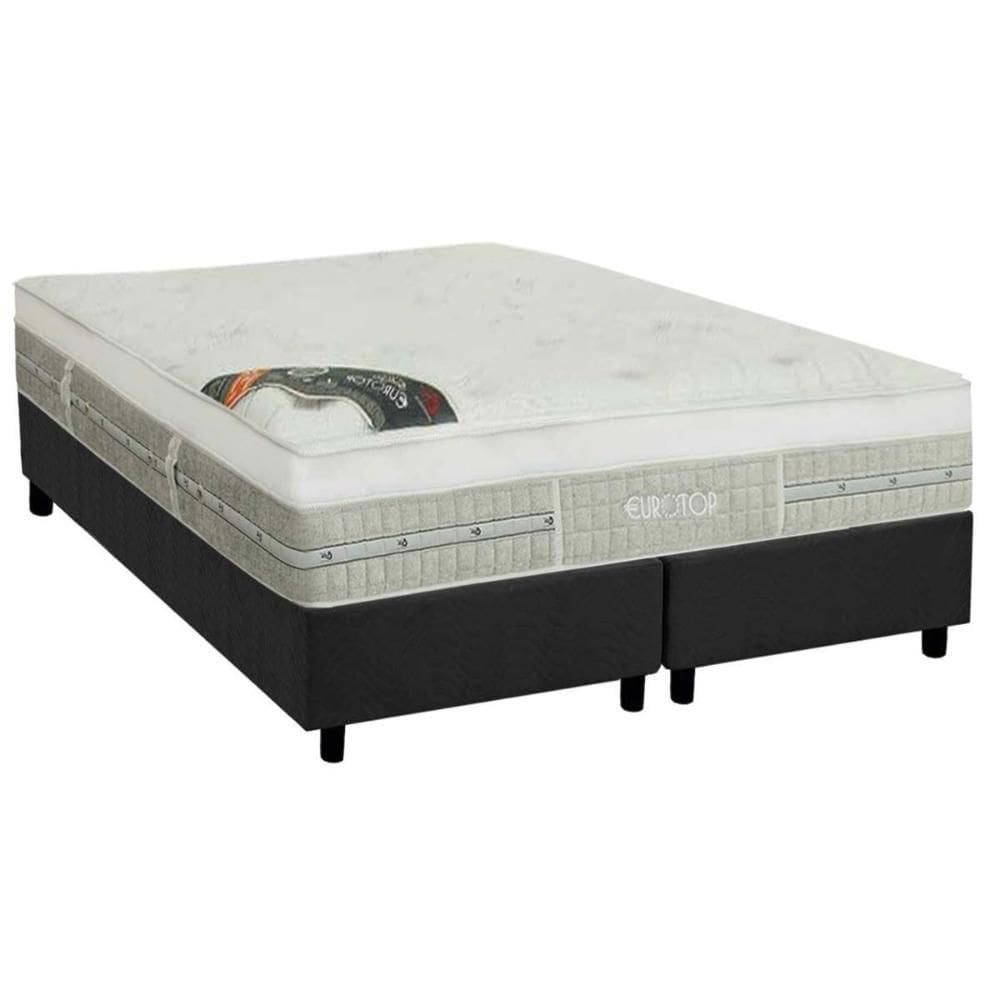 Cama Box King: Colchão Molas  Ensacadas Castor Eurotop Summer Winter + Base CRC Suede Gray (193x203)