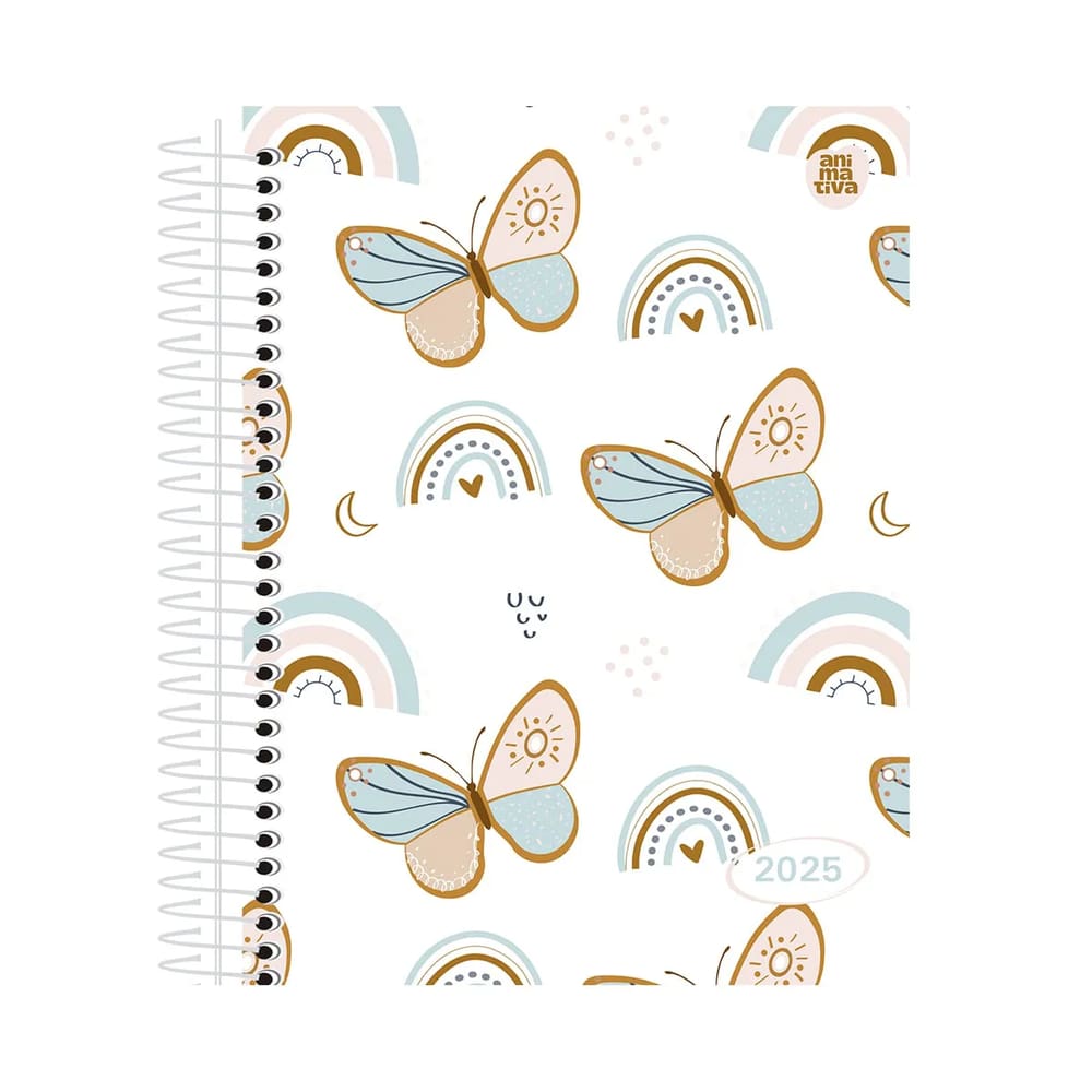 Agenda 2025 Espiral Kbom 160 Folhas 164 x 123 mm - ANIMATIVA - Estampas diversas