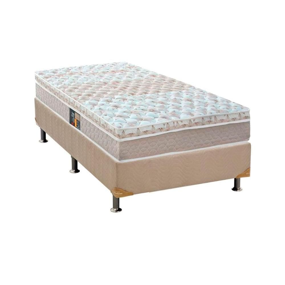 Cama Box Solteiro: Colchão Molas Ensacadas Castor Class + Base CRC Suede Clean (88x188)