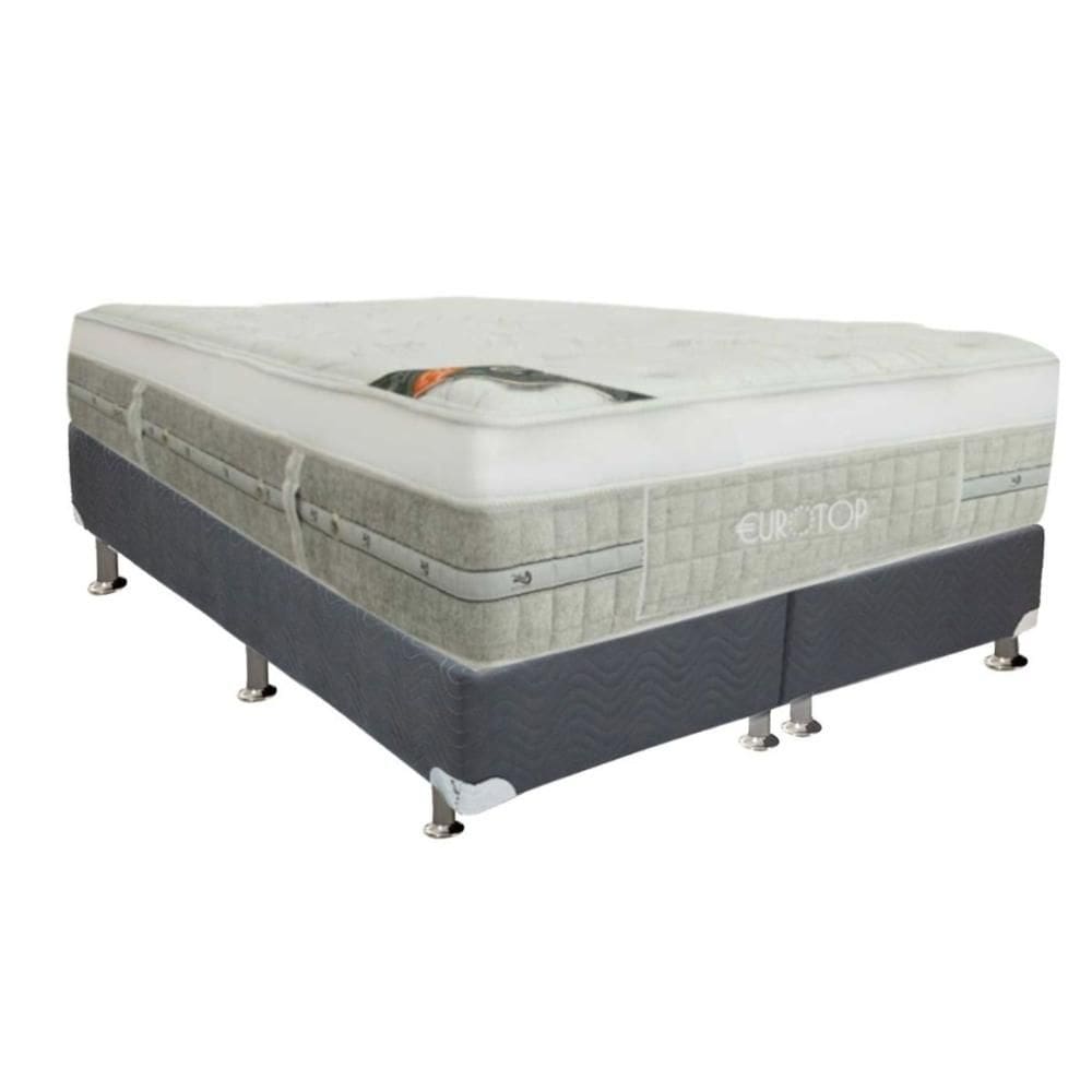 Cama Box King: Colchão Molas Ensacadas Castor Summer Winter + Base CRC Suede Gray (193x203)