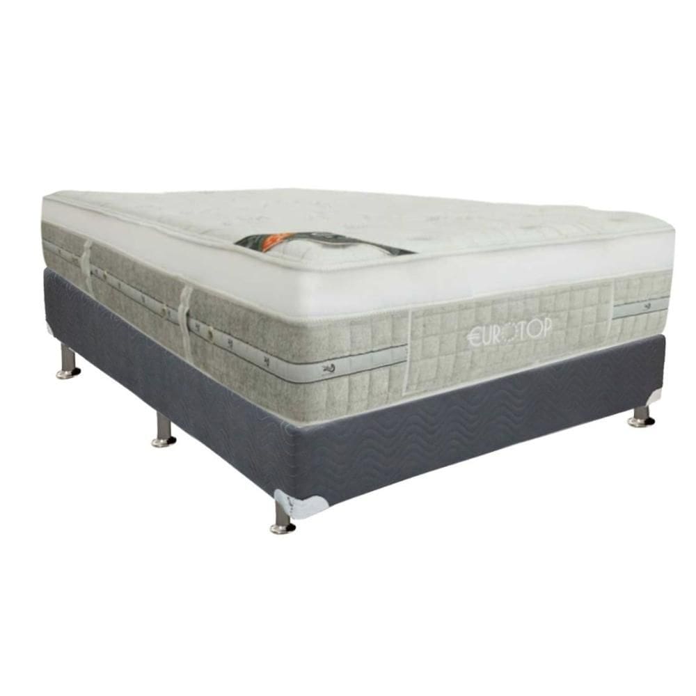 Cama Box Casal: Colchão Molas Ensacadas Castor Summer Winter + Base CRC Suede Gray (138x188)