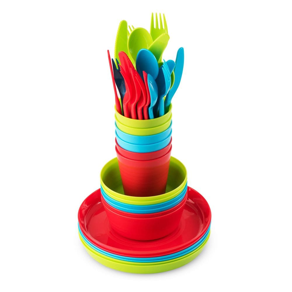 Conjunto de louças PLASKIDY Kids 36 unidades, lavável no micro-ondas
