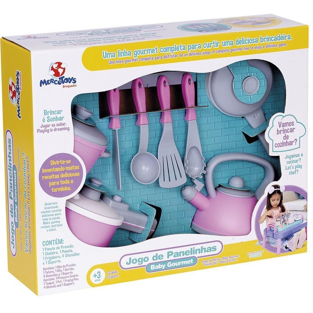 Jogo De Panelinhas Baby Gourmet Rosa Brinquedo Para Meninas + 3 Anos