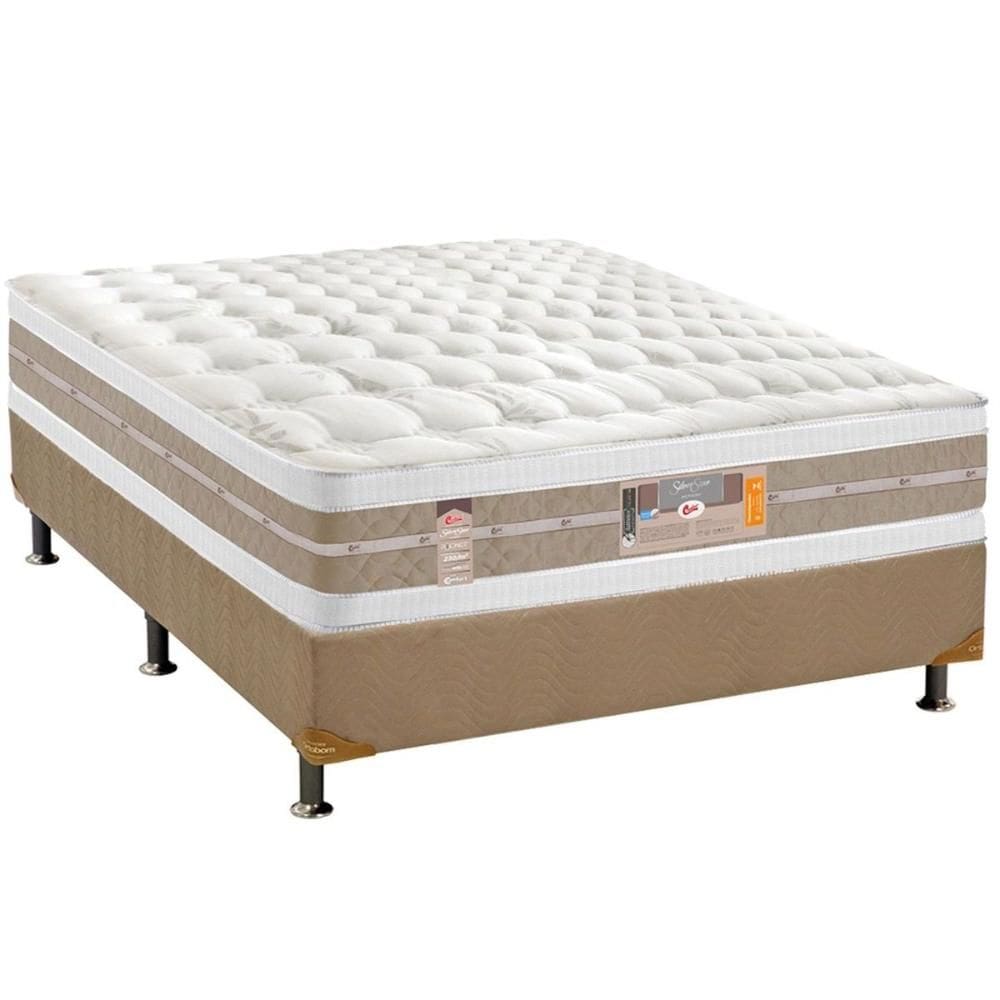 Cama Box Casal: Colchão Molas  Ensacadas Castor Silver Star Air + Base CRC Suede Clean (138x188)