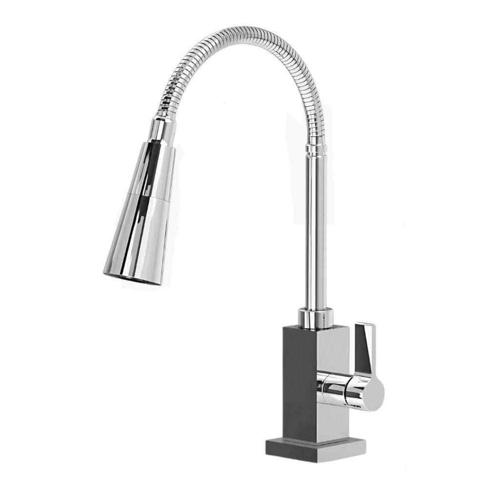 Torneira Gourmet De Cozinha Bancada Metal Flexível Quadrada 1-4 De Volta