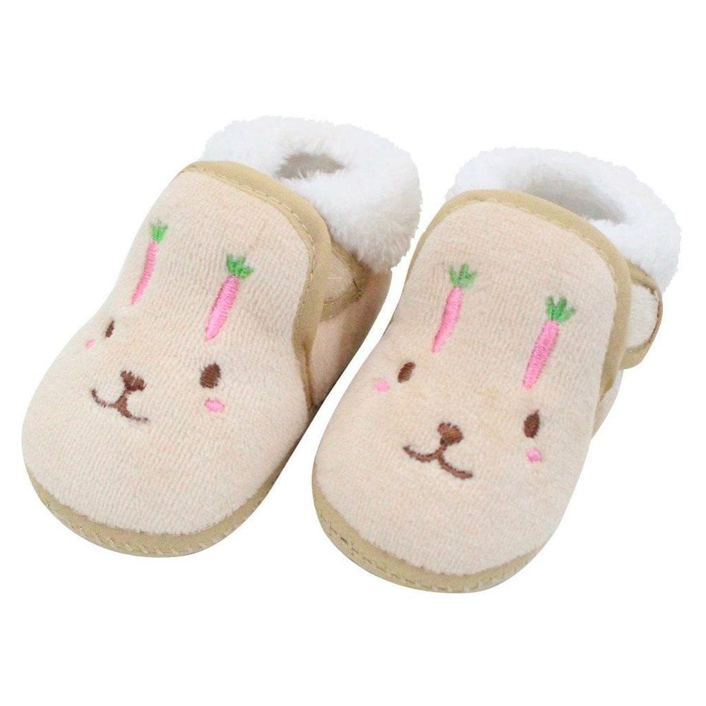 Pantufa Sapatinho Infantil Bebe Coelhinho Marrom Forrada com fecho aderente